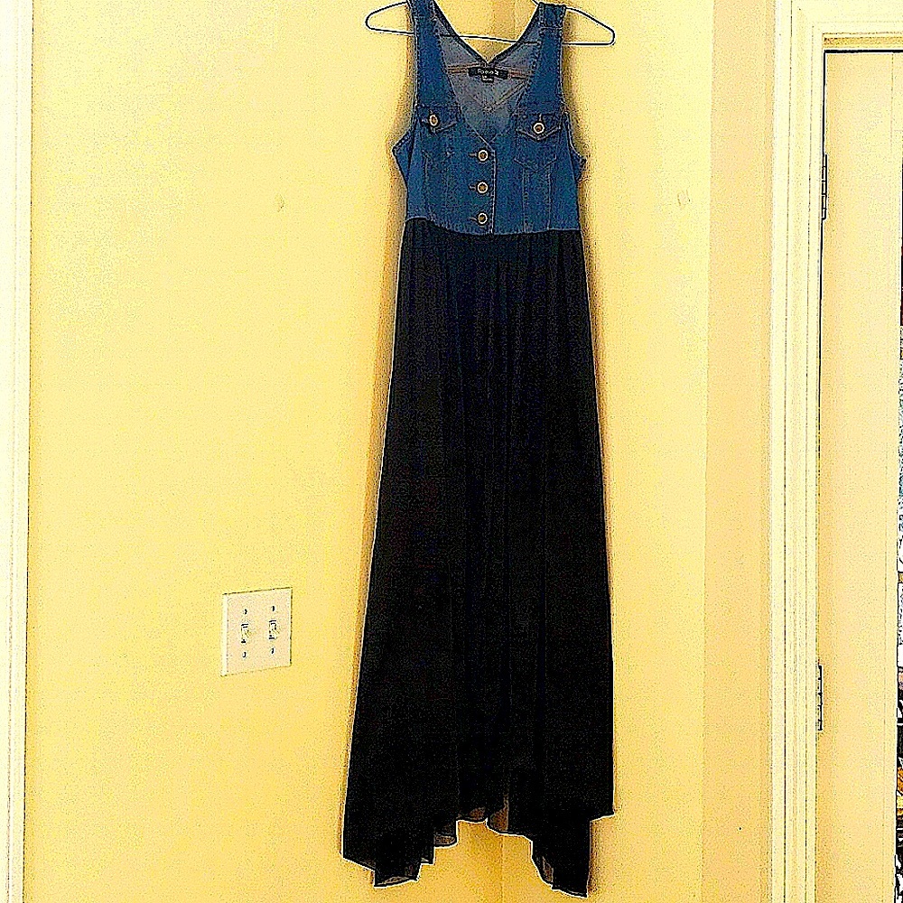 Forever 21 jean with sheer black underlayer dress